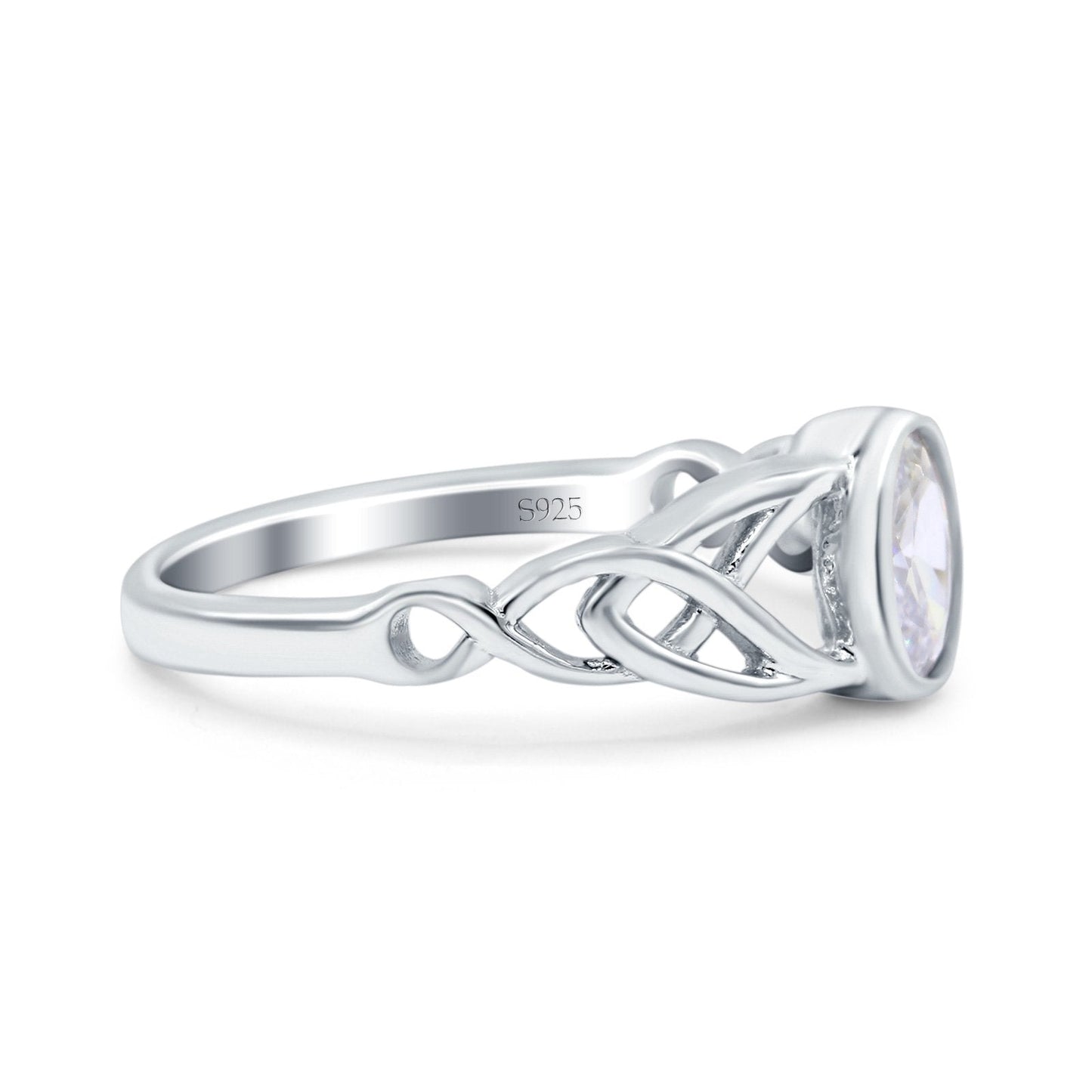 Infinity Twisted Wedding Ring Oval Cut Simulated Cubic Zirconia