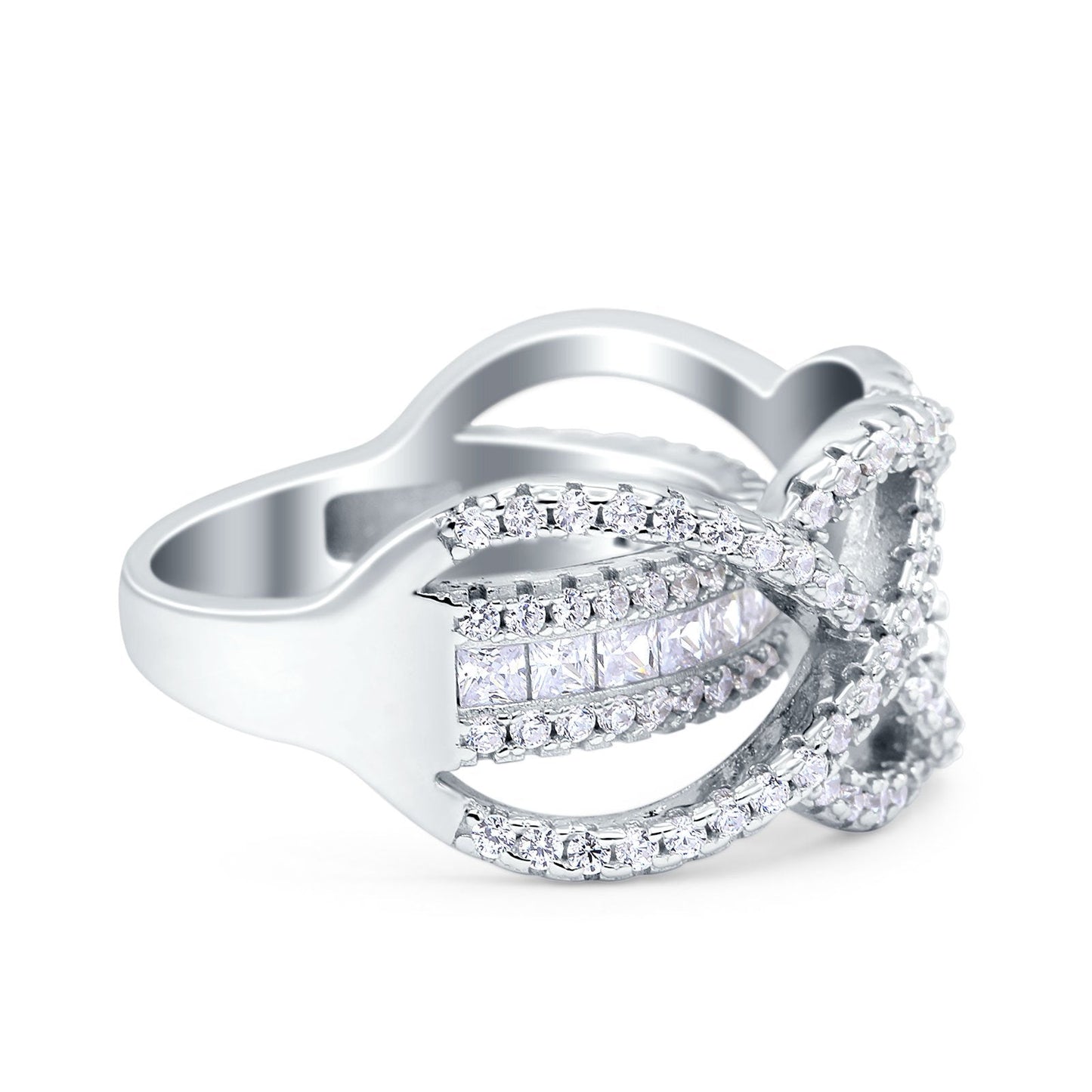 Princess Cut Cubic Zirconia Infinity Twisted Wedding Ring