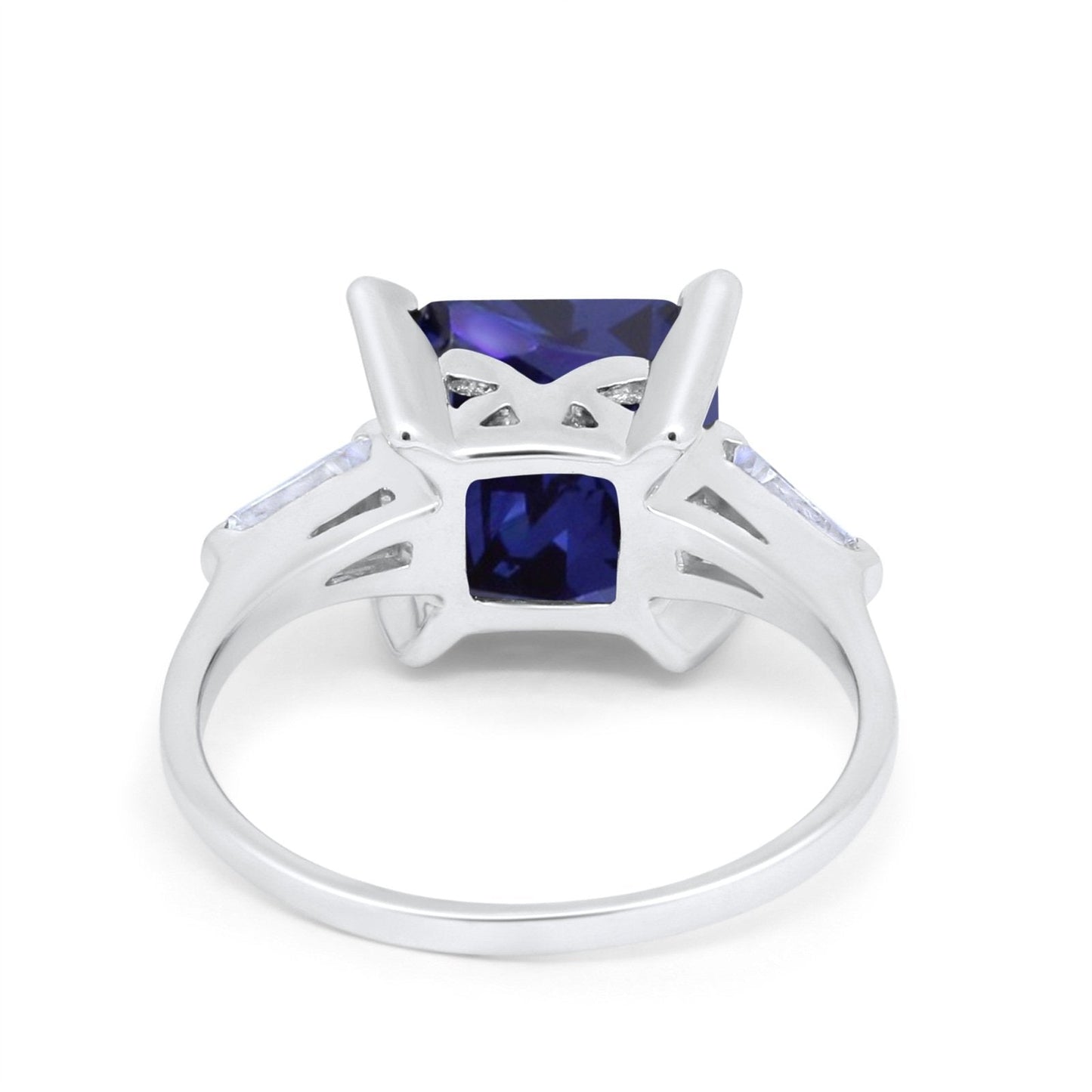 Princess Cut Baguette Simulated Blue Sapphire CZ Wedding Ring