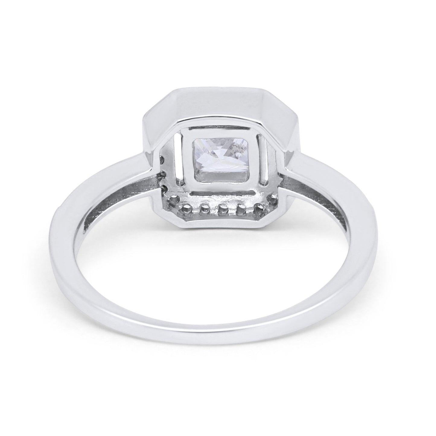 Halo Accent Simulated CZ Engagement Ring