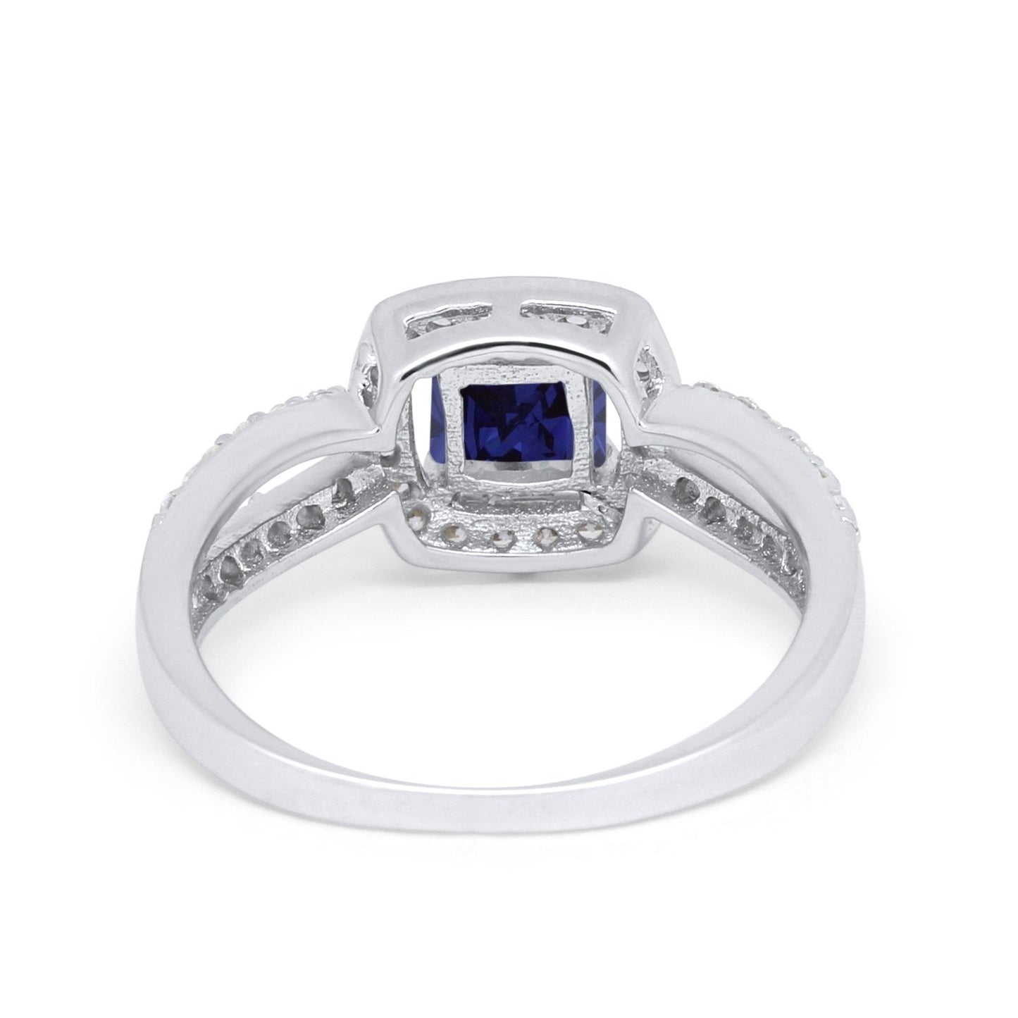 Dazzling Split Shank Engagement Ring Simulated Blue Sapphire CZ