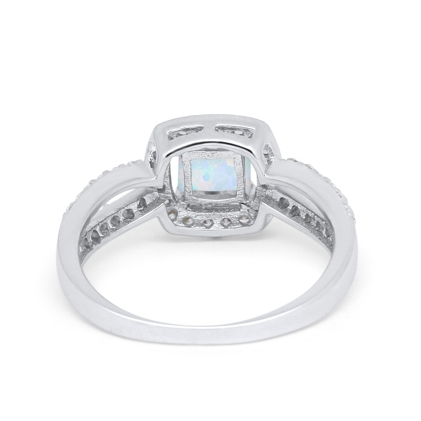 Dazzling Split Shank Engagement Ring Lab Created White Opal