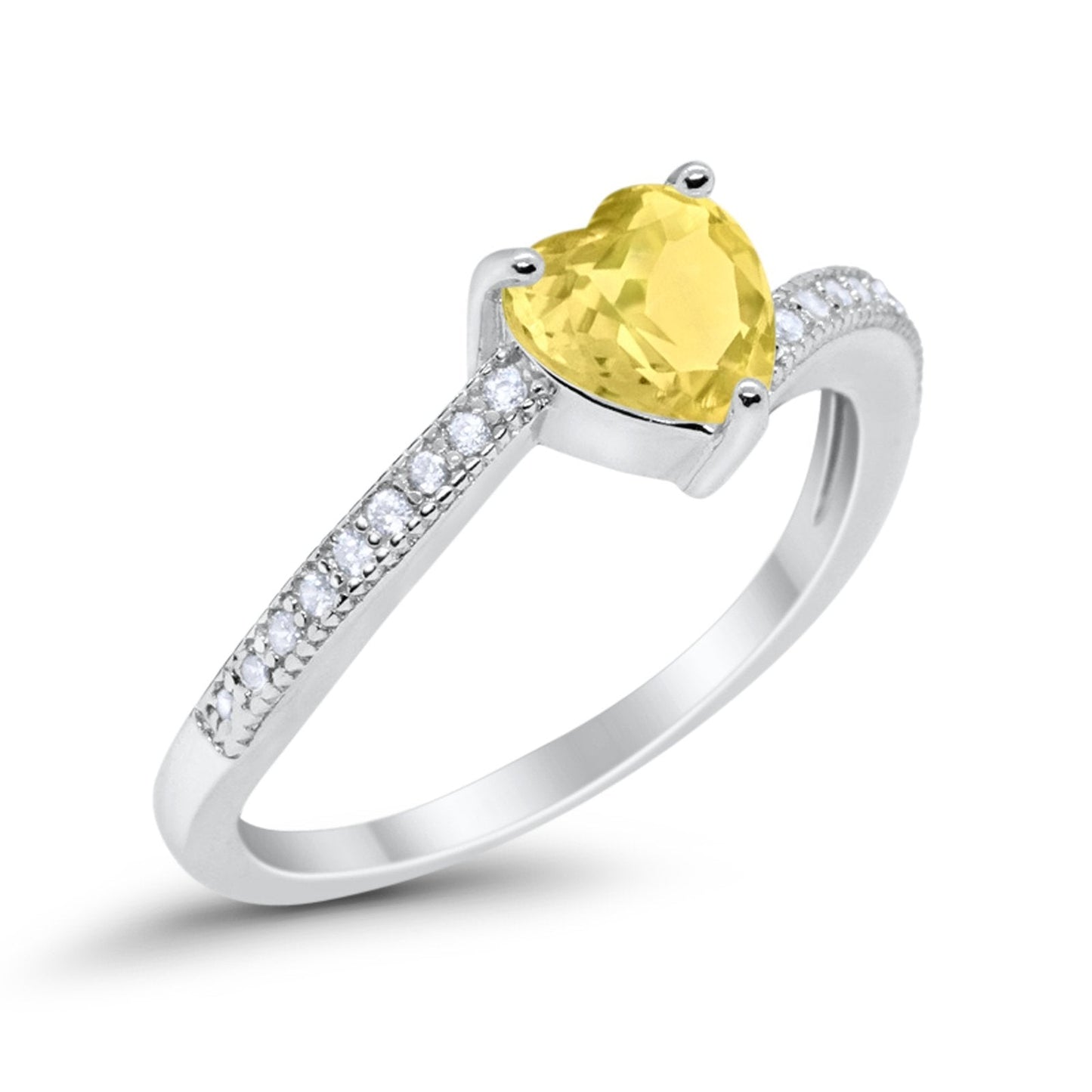 Heart Promise Ring Simulated Yellow CZ