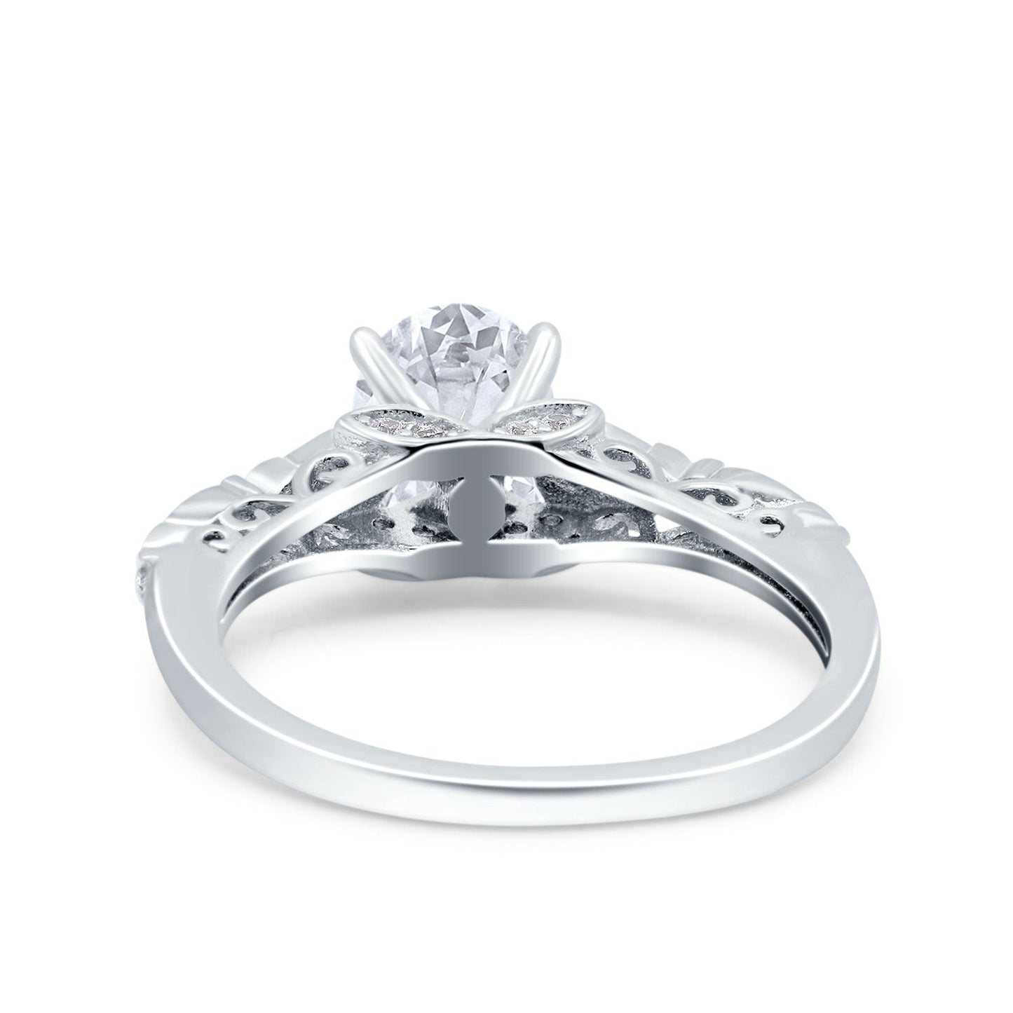 Art Deco Oval Engagement Simulated Cubic Zirconia