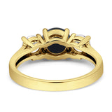 Round Three Stone Gold Ring