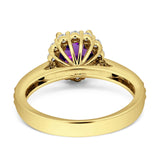 Round Floral Art Deco Gold Ring