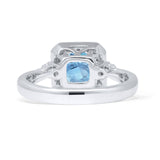 Round Natural Aquamarine Cushion Cut Diamond Ring