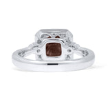 Round Natural Chocolate Smoky Quartz Cushion Cut Diamond Ring
