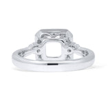 14K White Gold 0.24ct Halo Cushion Cut 10mm Semi Mount Diamond Ring