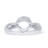 14K White Gold 0.33ct Round Halo Marquise Style Semi Mount Diamond Ring