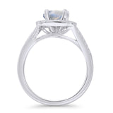 Round Halo Split Shank Diamond Ring