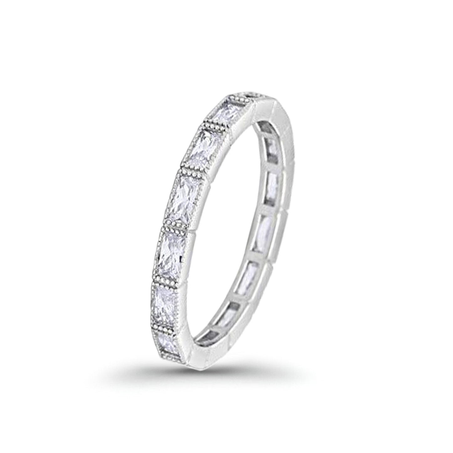 Baguette Full Eternity Wedding Band Simulated CZ