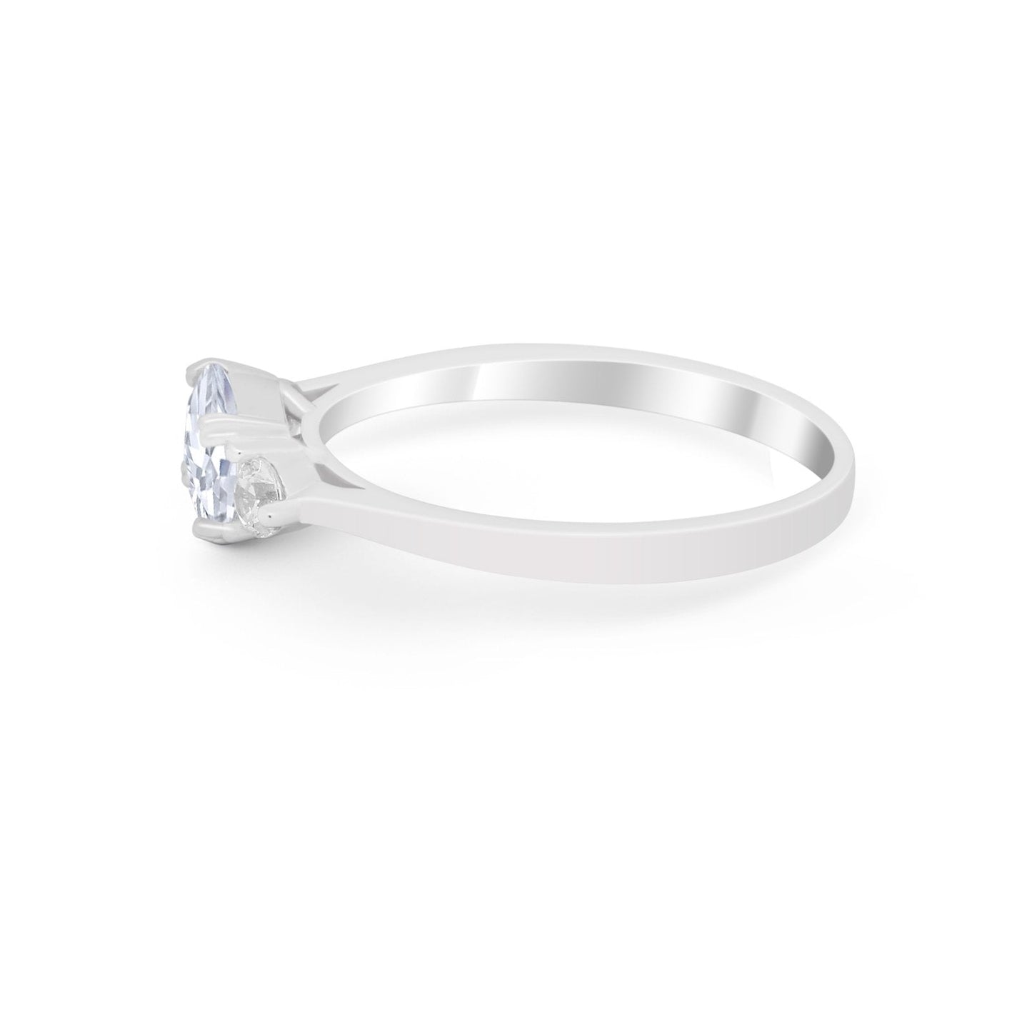 Three Stone Wedding Ring Emerald Cut Round Simulated CZ