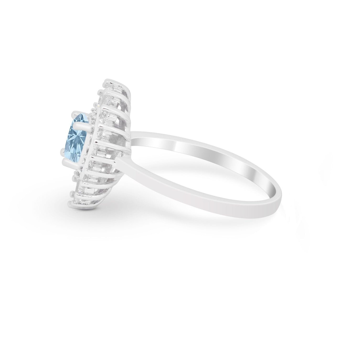 Art Deco Wedding Bridal Ring Baguette Simulated Aquamarine CZ