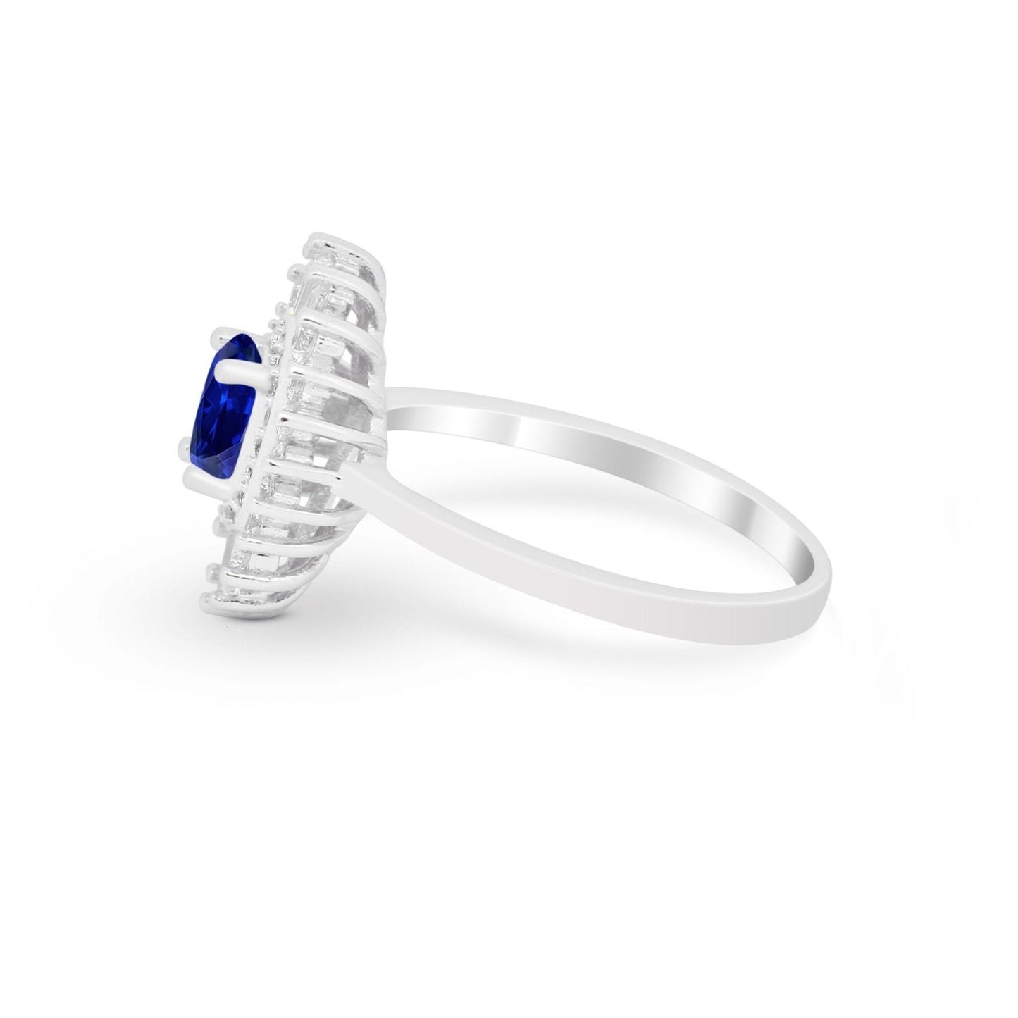 Art Deco Wedding Bridal Ring Baguette Simulated Blue Sapphire CZ