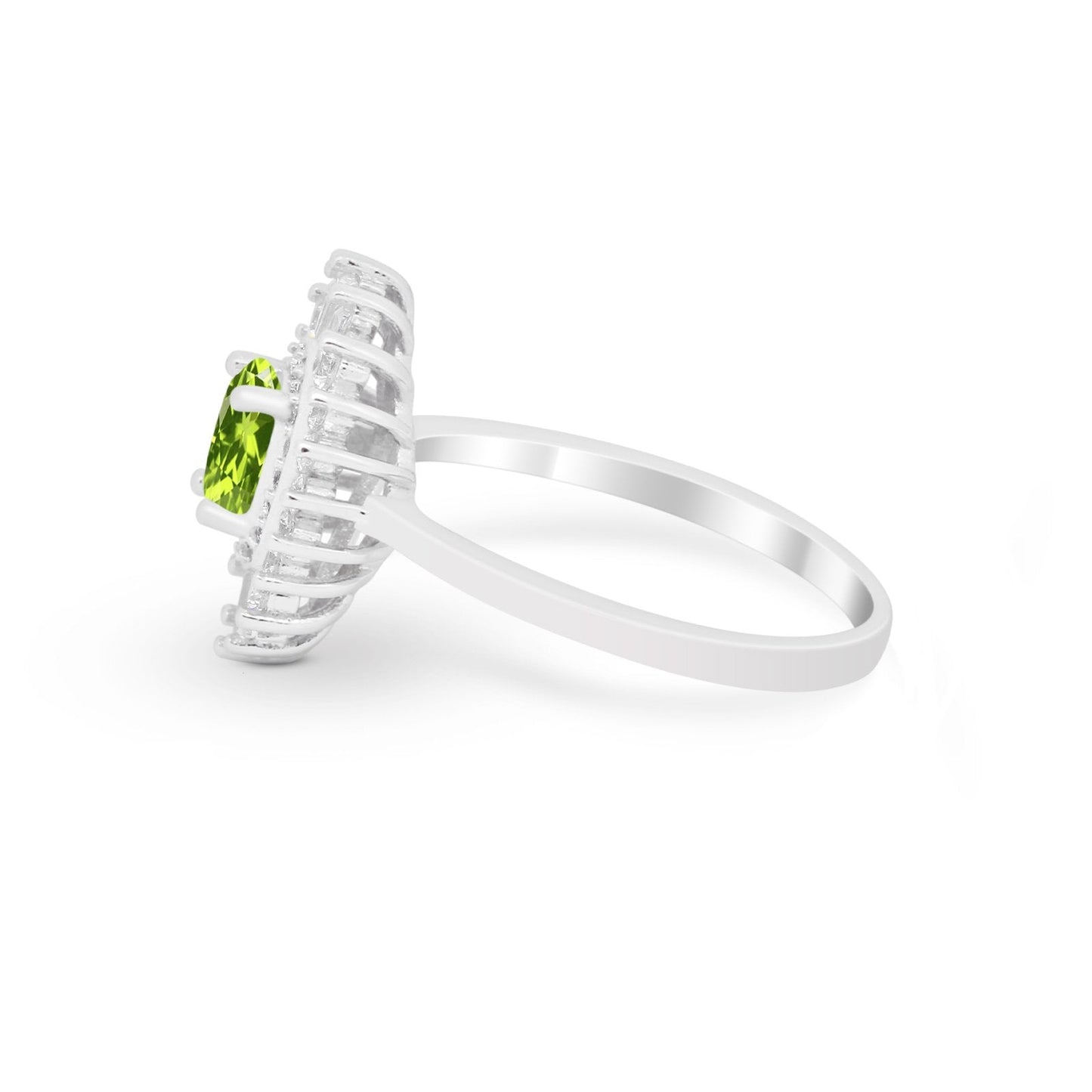 Art Deco Wedding Bridal Ring Baguette Simulated Peridot CZ