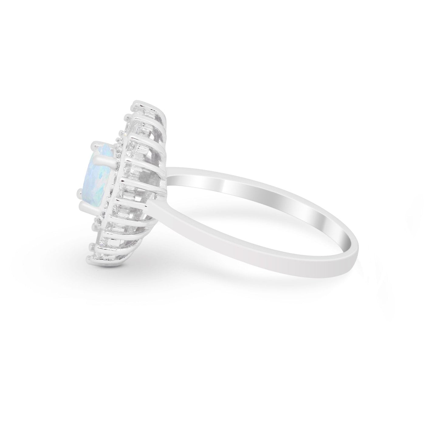 Art Deco Wedding Bridal Ring Baguette Lab Created White Opal