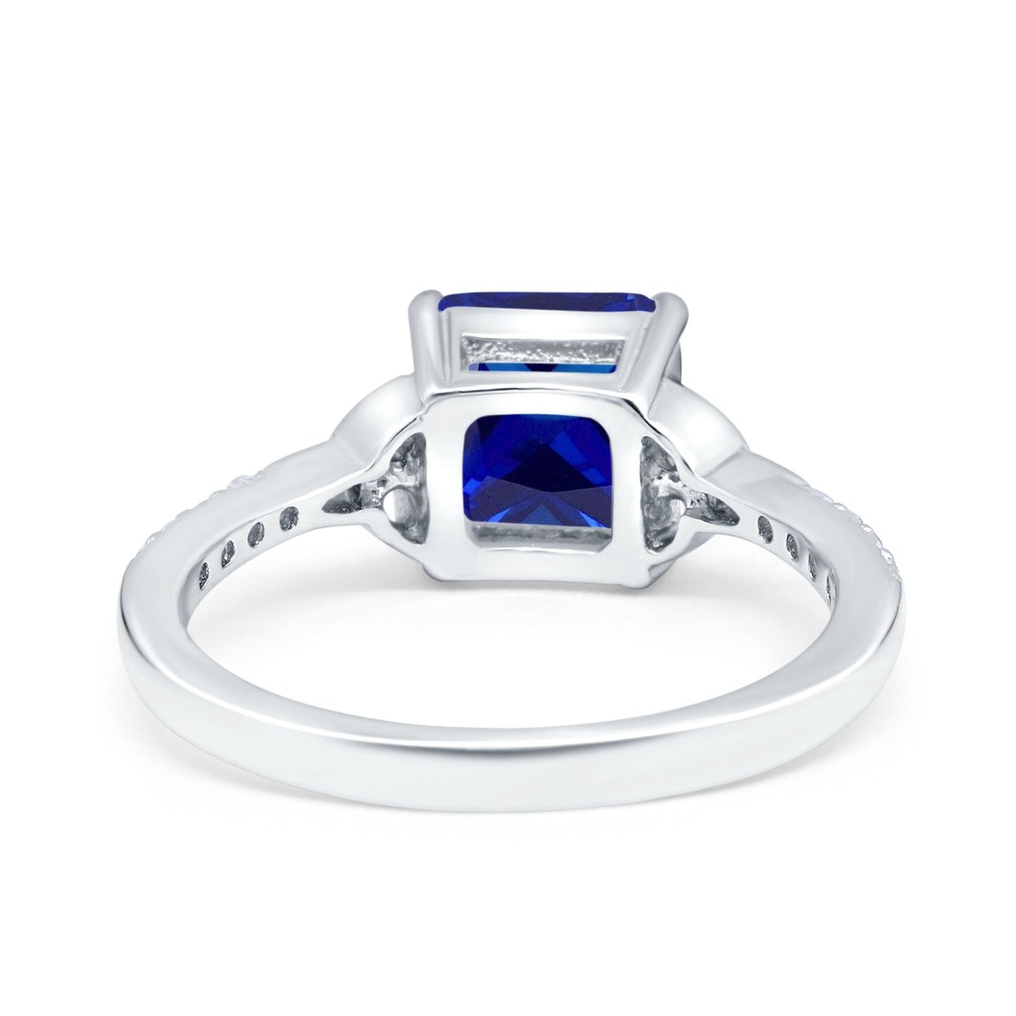 Cushion Cut Celtic Wedding Ring Simulated Blue Sapphire CZ