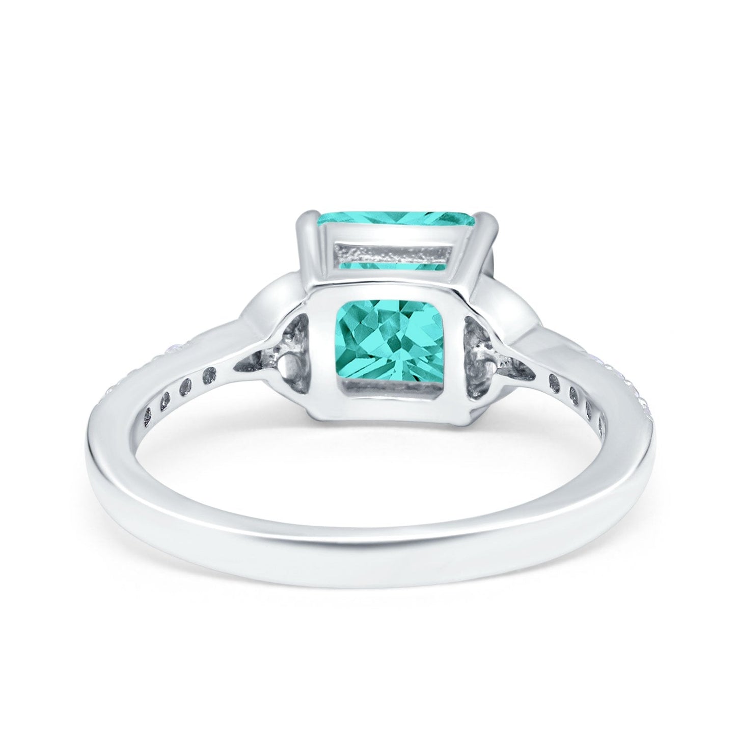 Cushion Cut Celtic Wedding Ring Simulated Paraiba Tourmaline CZ