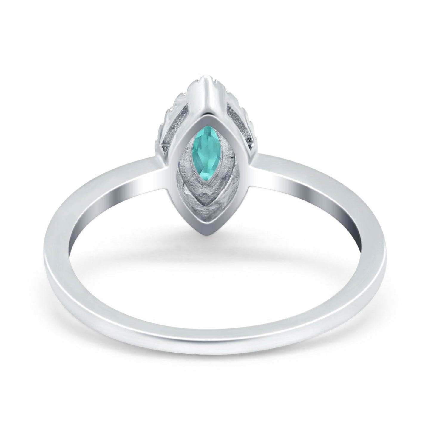 Halo Marquise Engagement Ring Simulated Paraiba Tourmaline CZ