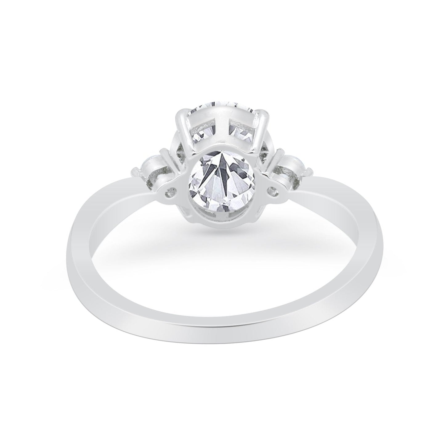 Three Stone Oval Engagement Ring Simulated Cubic Zirconia