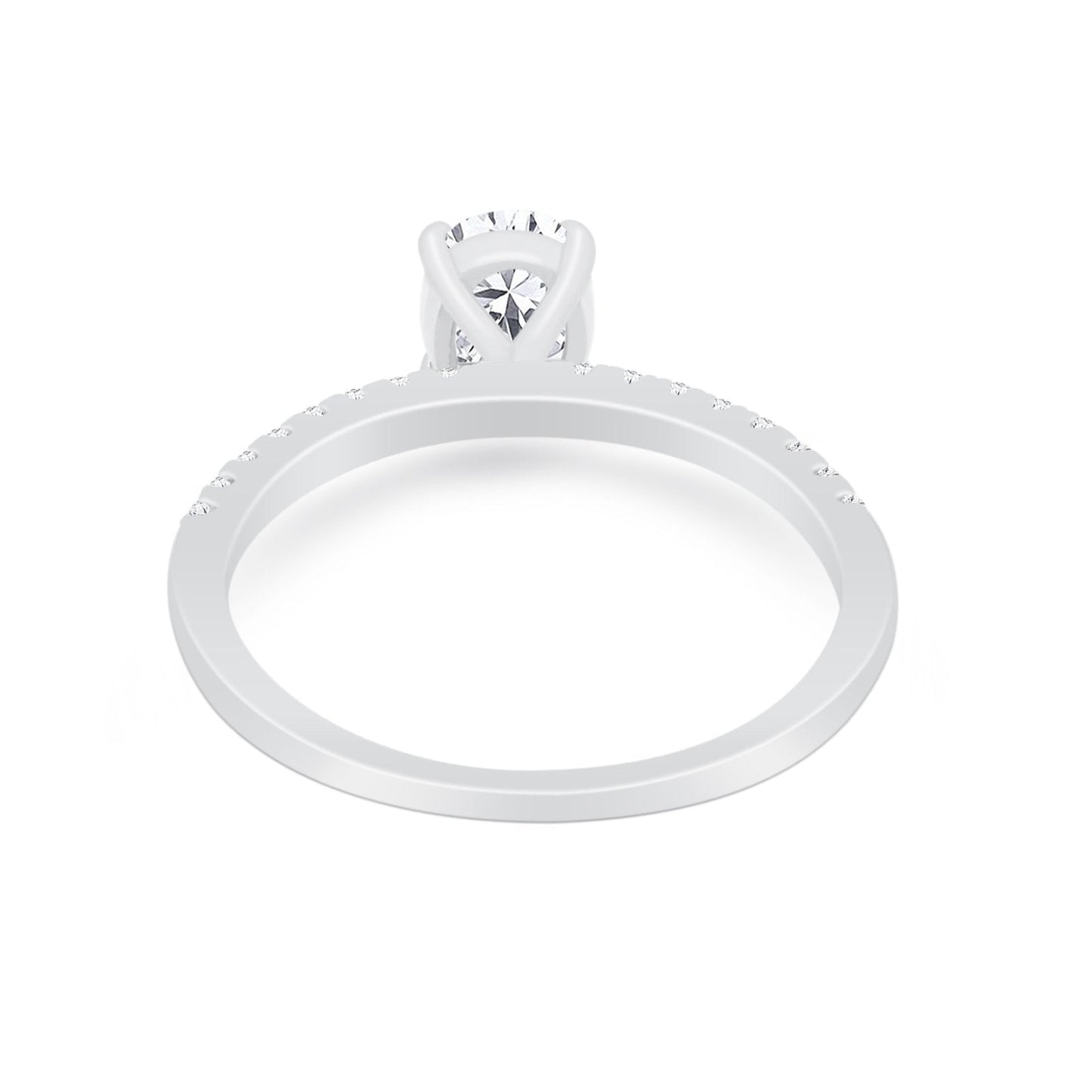 Solitaire Accent Oval Engagement Ring Simulated CZ