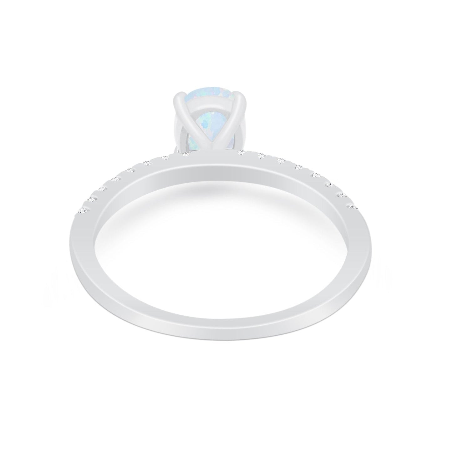 Solitaire Accent Wedding Ring Lab Created White Opal