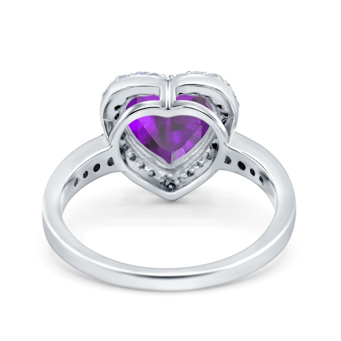 Halo Heart Promise Ring Simulated Amethyst CZ