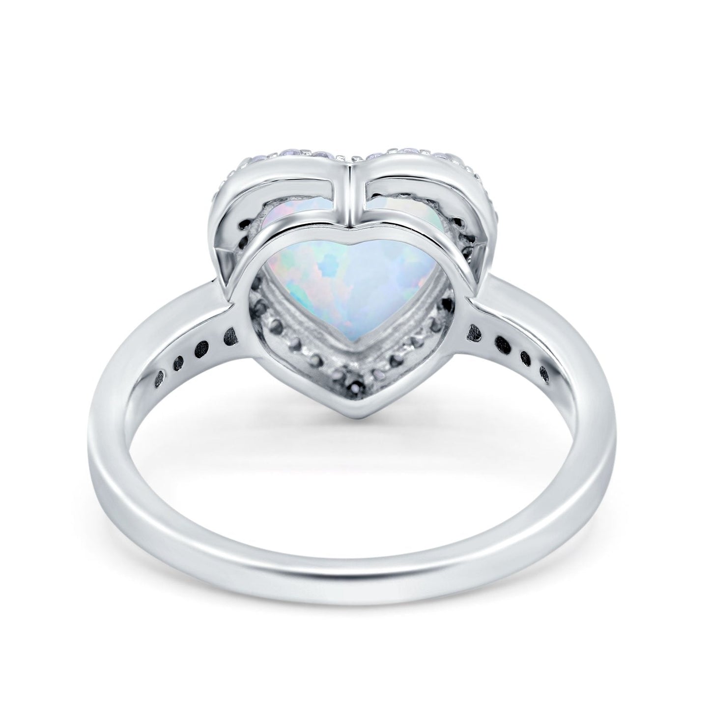 Halo Heart Promise Ring Lab Created White Opal