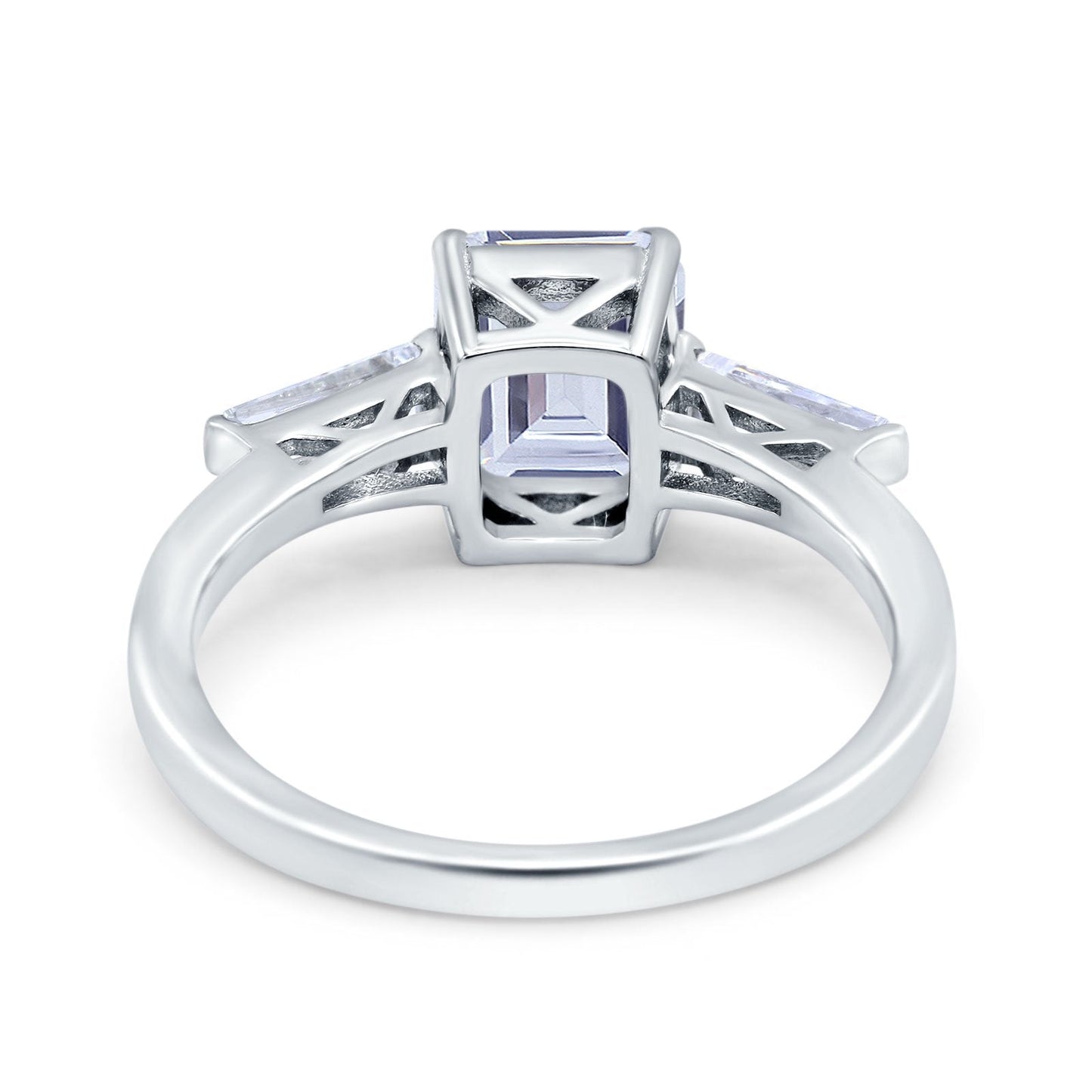 Art Deco Wedding Ring Emerald Cut Simulated Cubic Zirconia