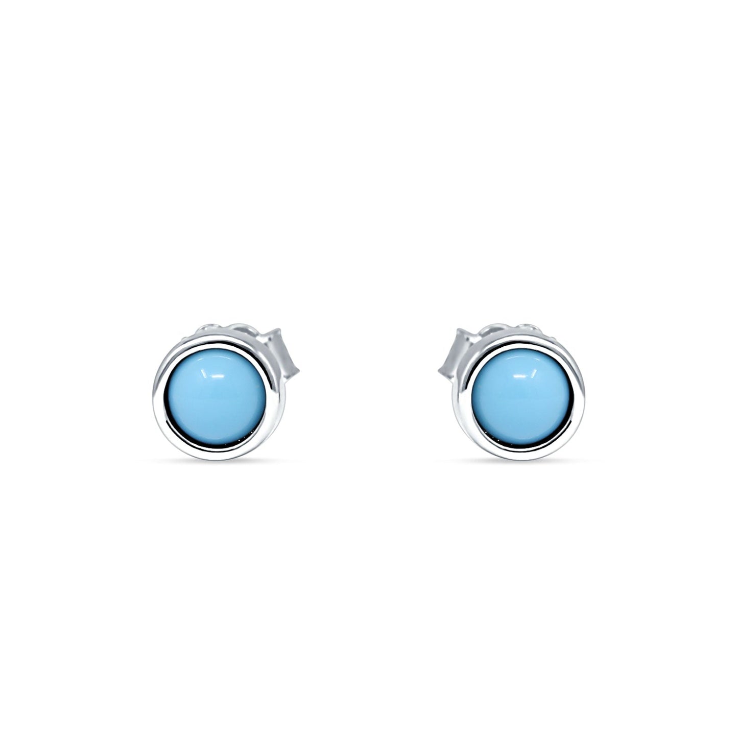 Half Ball Stud Earrings 5mm Round Turquoise