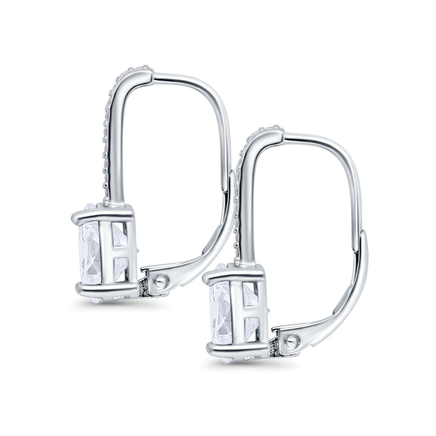 Round Hoop Huggie Design Simulated Cubic Zirconia LeverBack Earrings