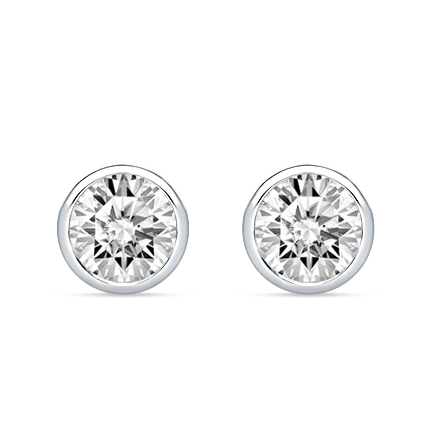 Bezel Set Cubic Zirconia Solitaire Stud Earring