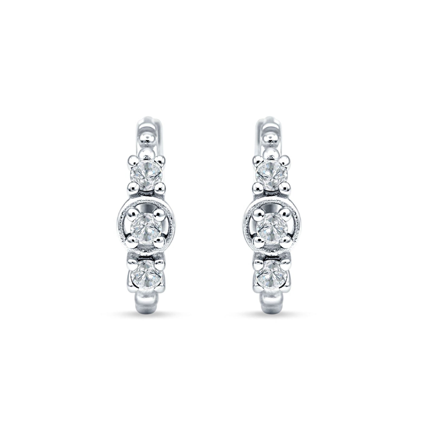 Round Cubic Zirconia Trio Huggie Hoop Earrings