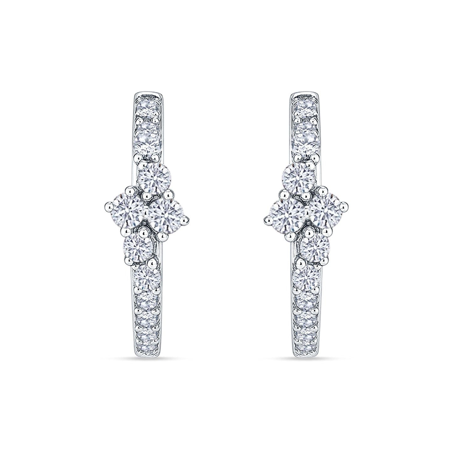 Round Cubic Zirconia Huggie Hoop Earrings
