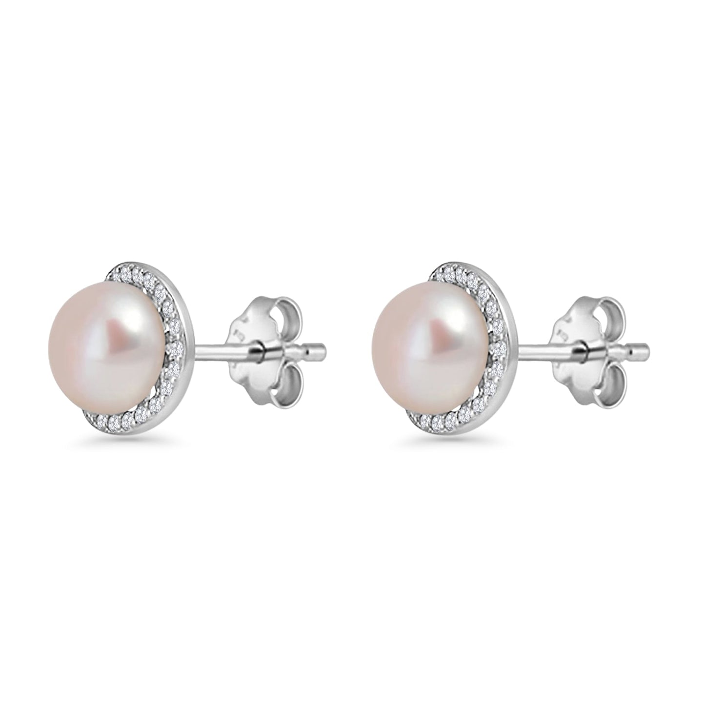 Round Pearl Stud Earring