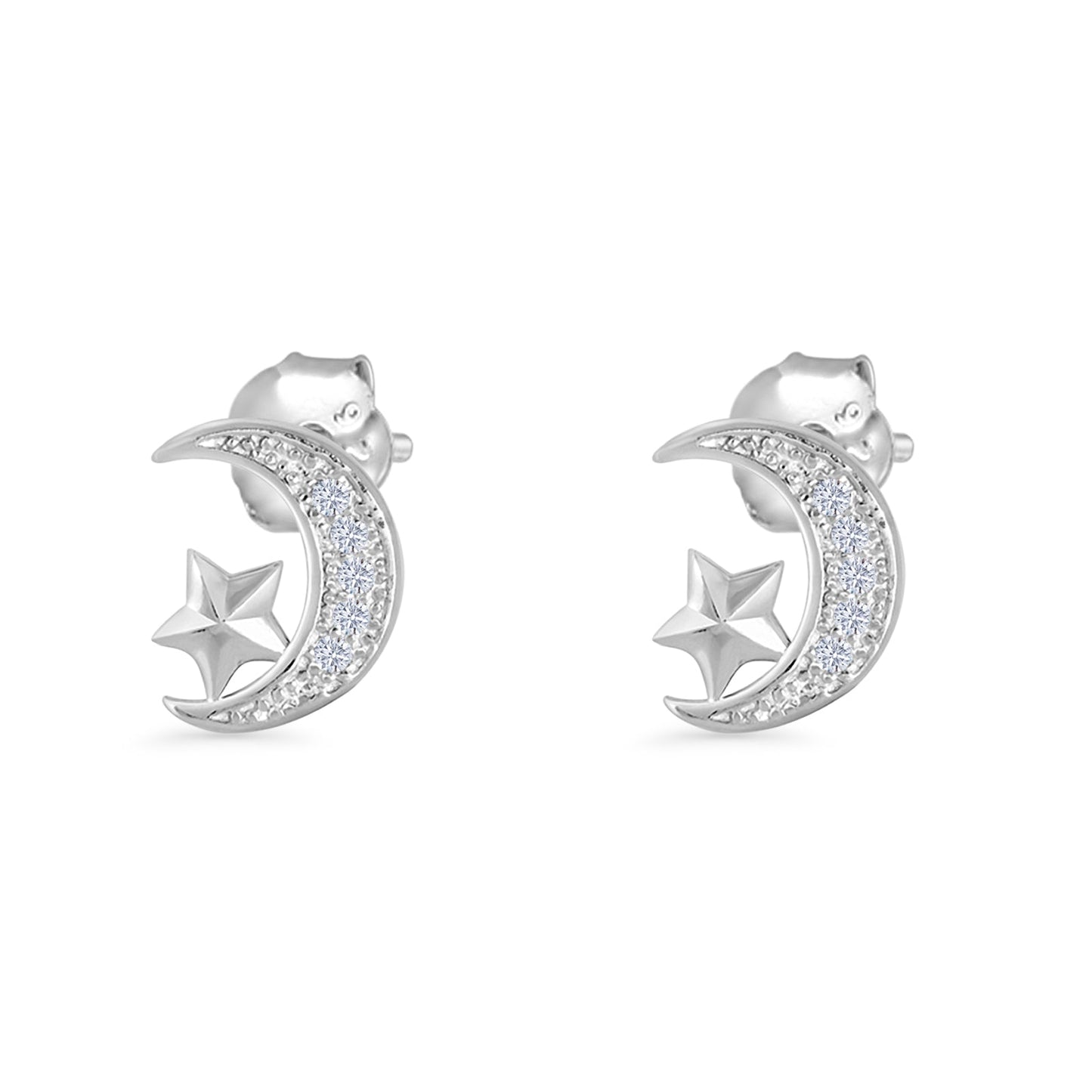 Moon & Star Stud Earrings