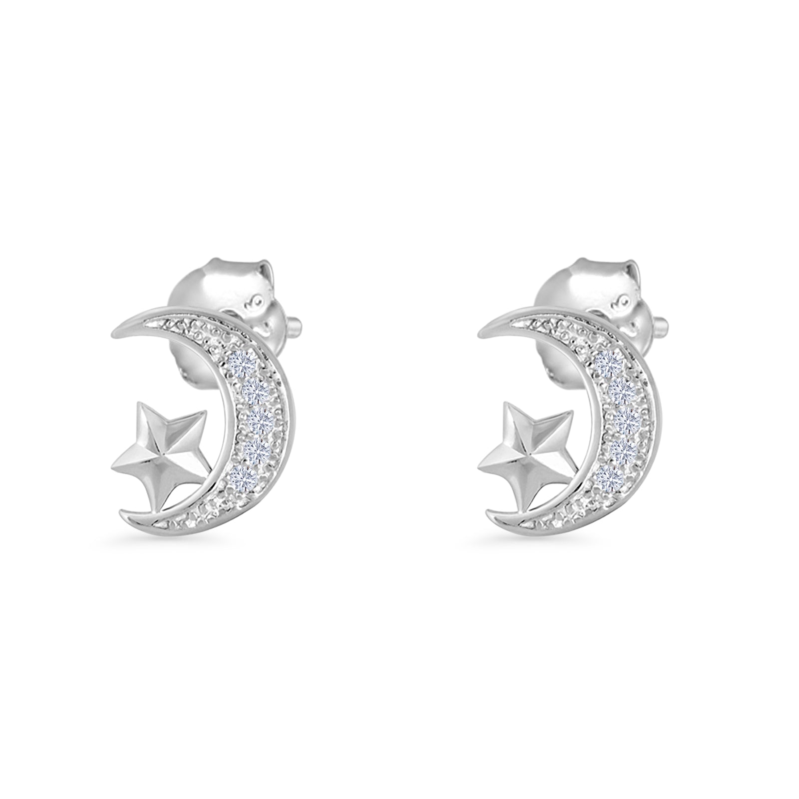 Moon & Star Stud Earrings