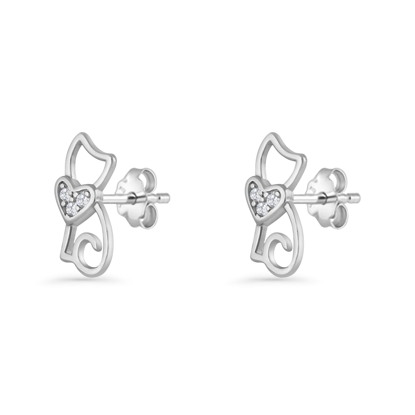 Heart Cat Stud Earrings