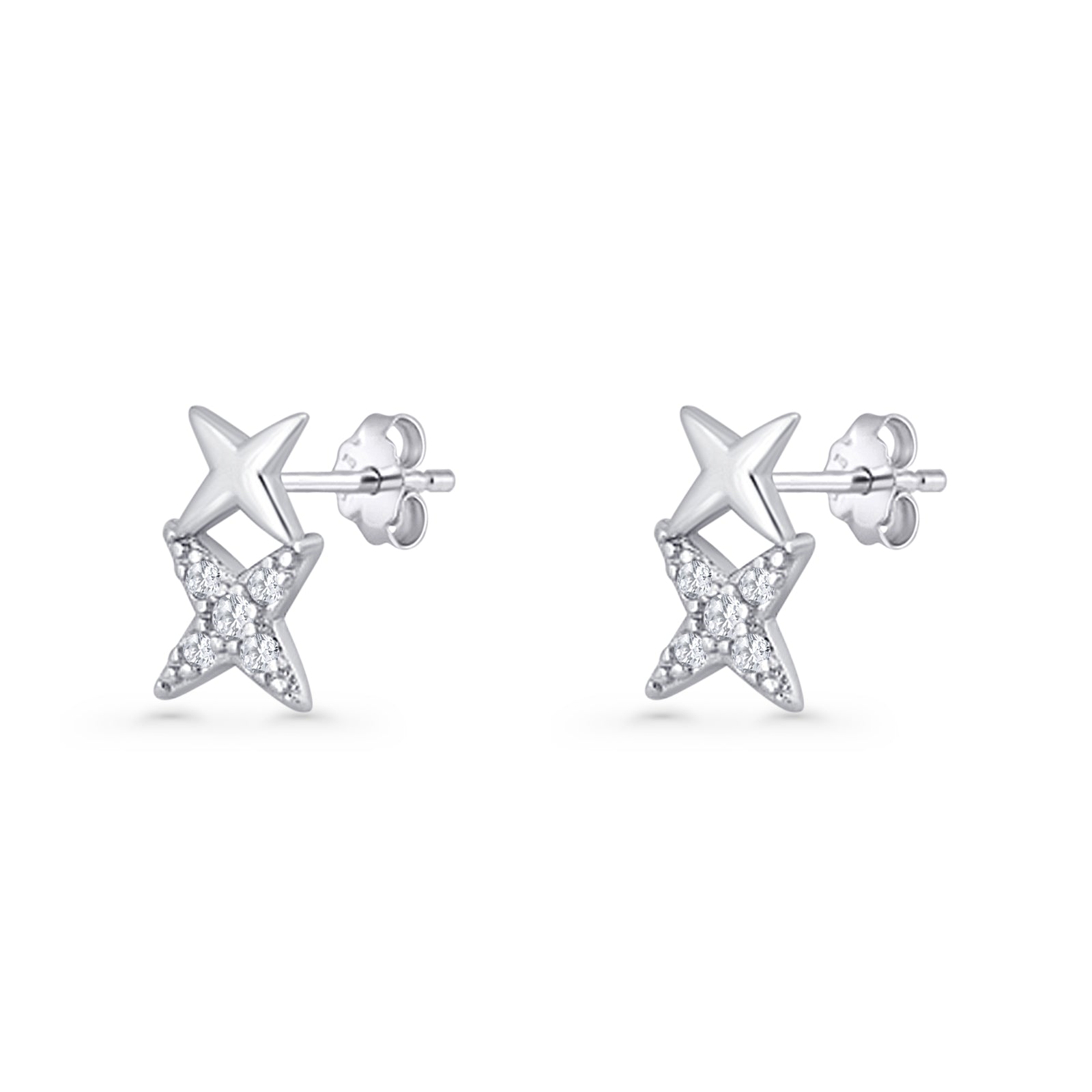 Cluster CZ Star Stud Earrings