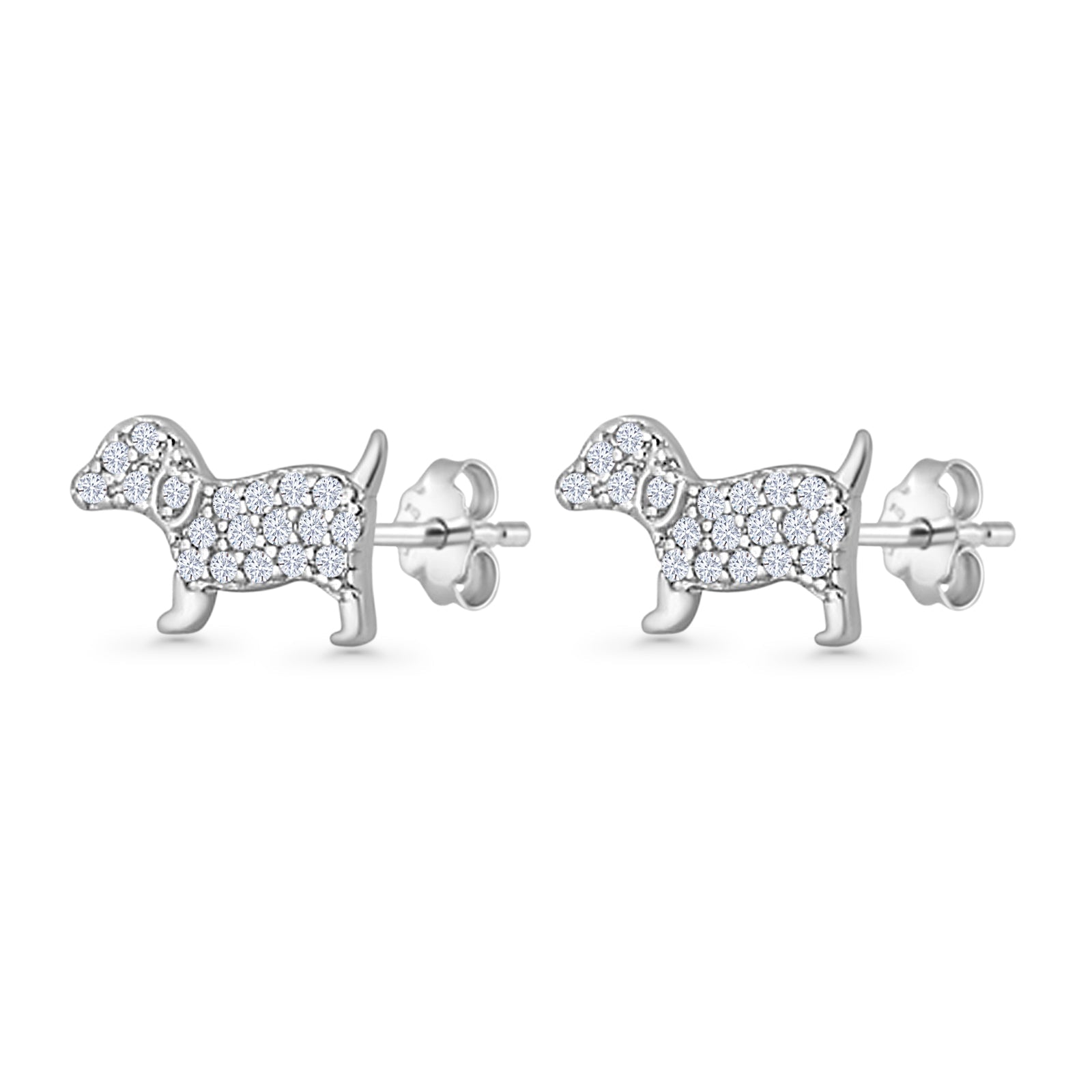 Cluster CZ Dog Stud Earrings