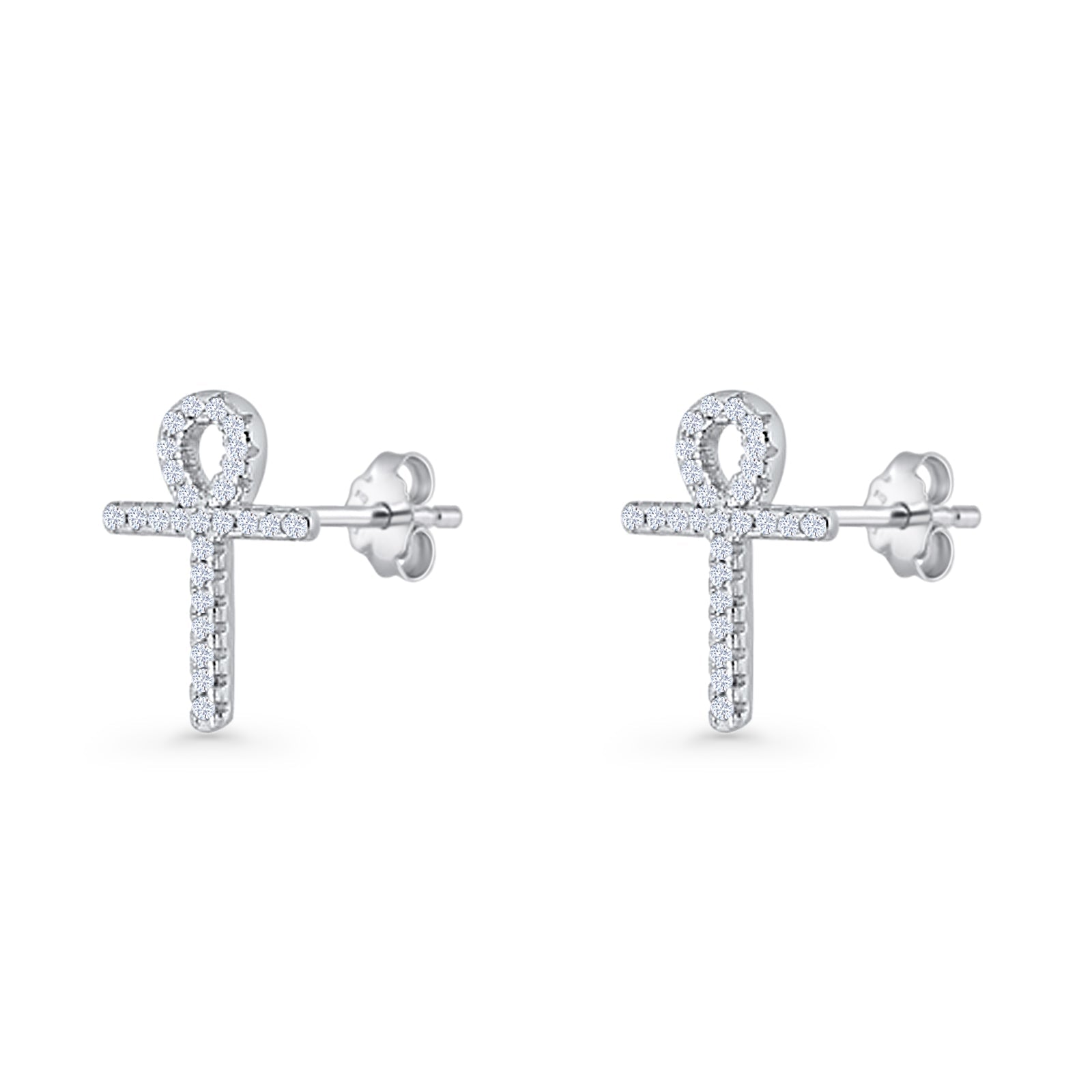 Ankh Cross Stud Earrings