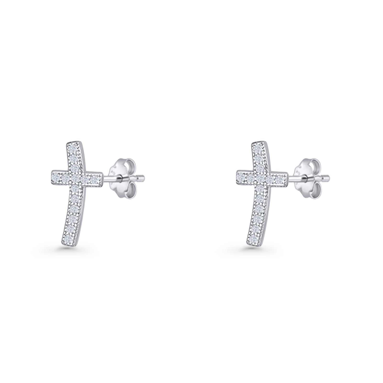 Cross CZ Stud Earrings