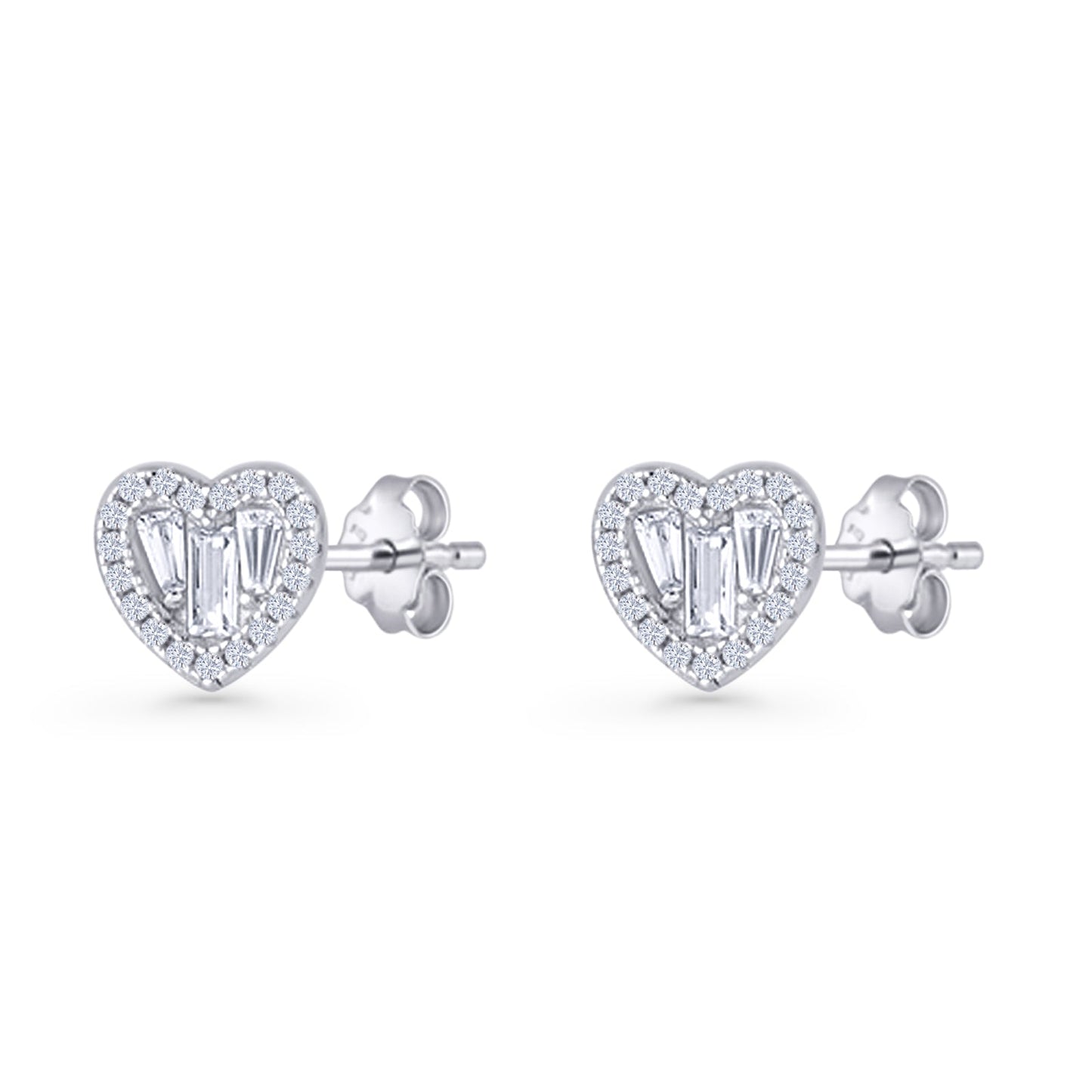  Heart CZ Stud Earrings