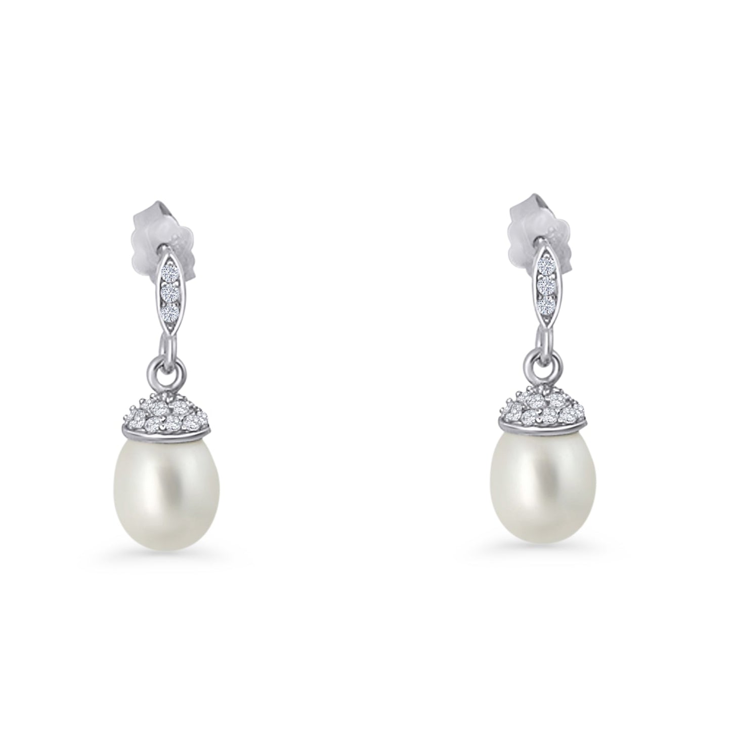 Pearl Charm Stud Earrings