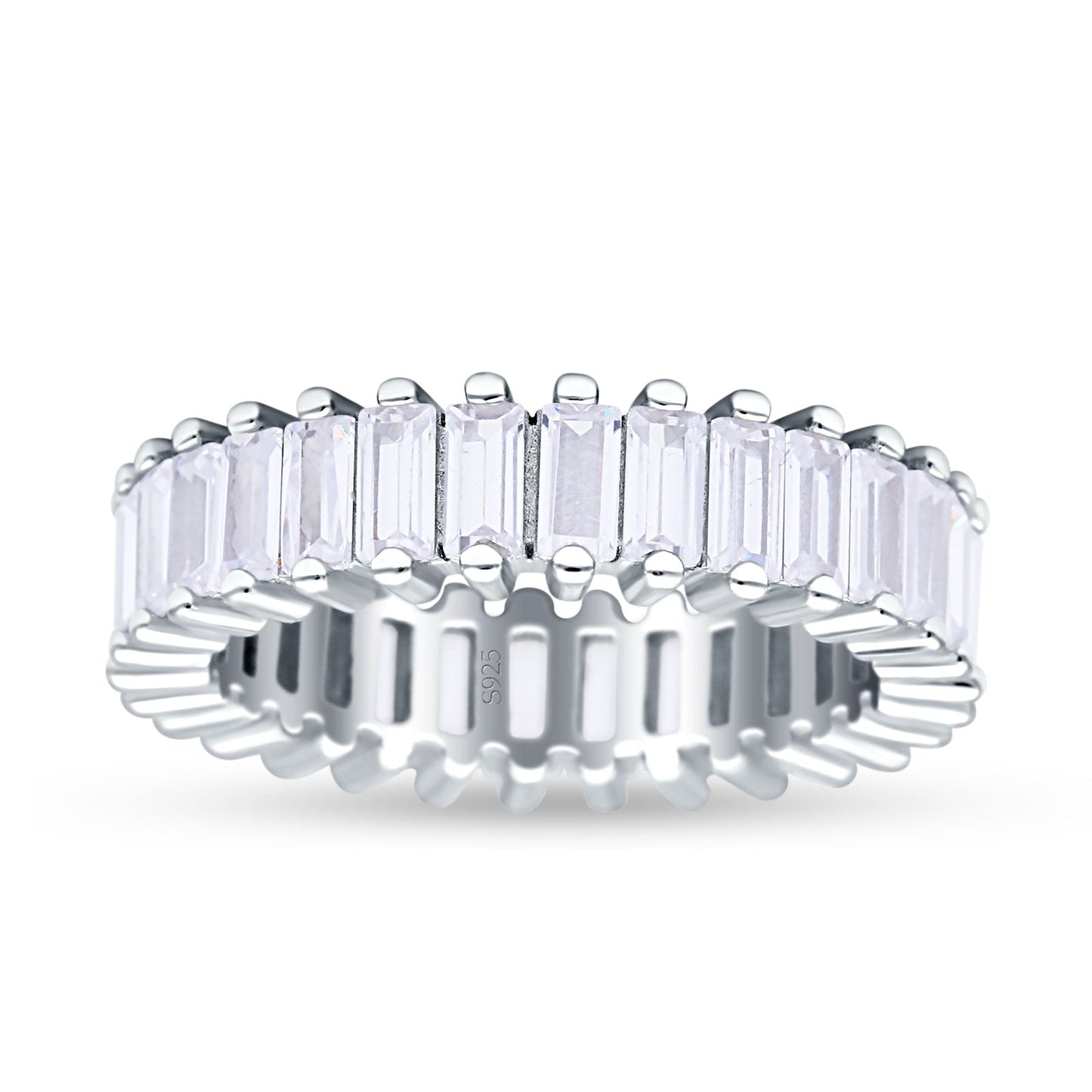 Emerald Cut Full Eternity Ring Cubic Zirconia