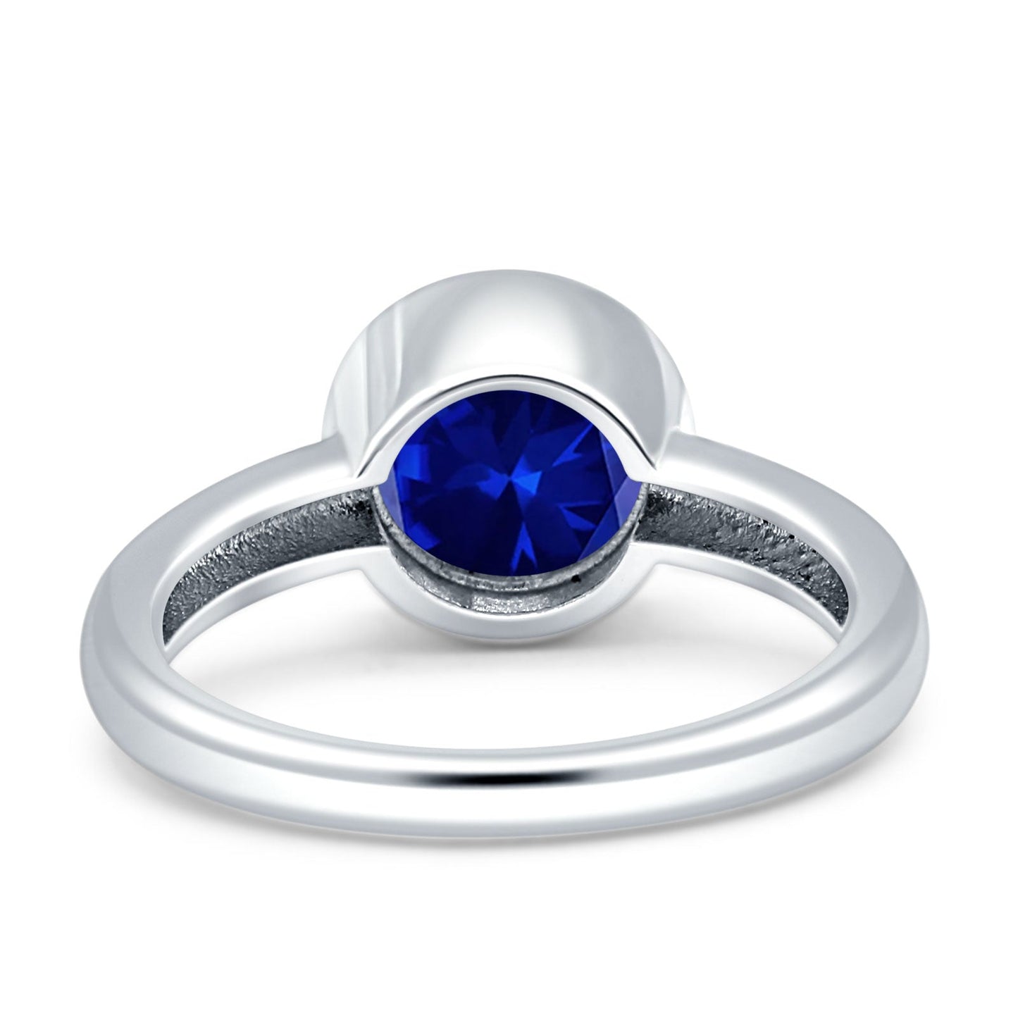 Bezel Set 6mm Round Simulated Blue Sapphire CZ Engagement Ring