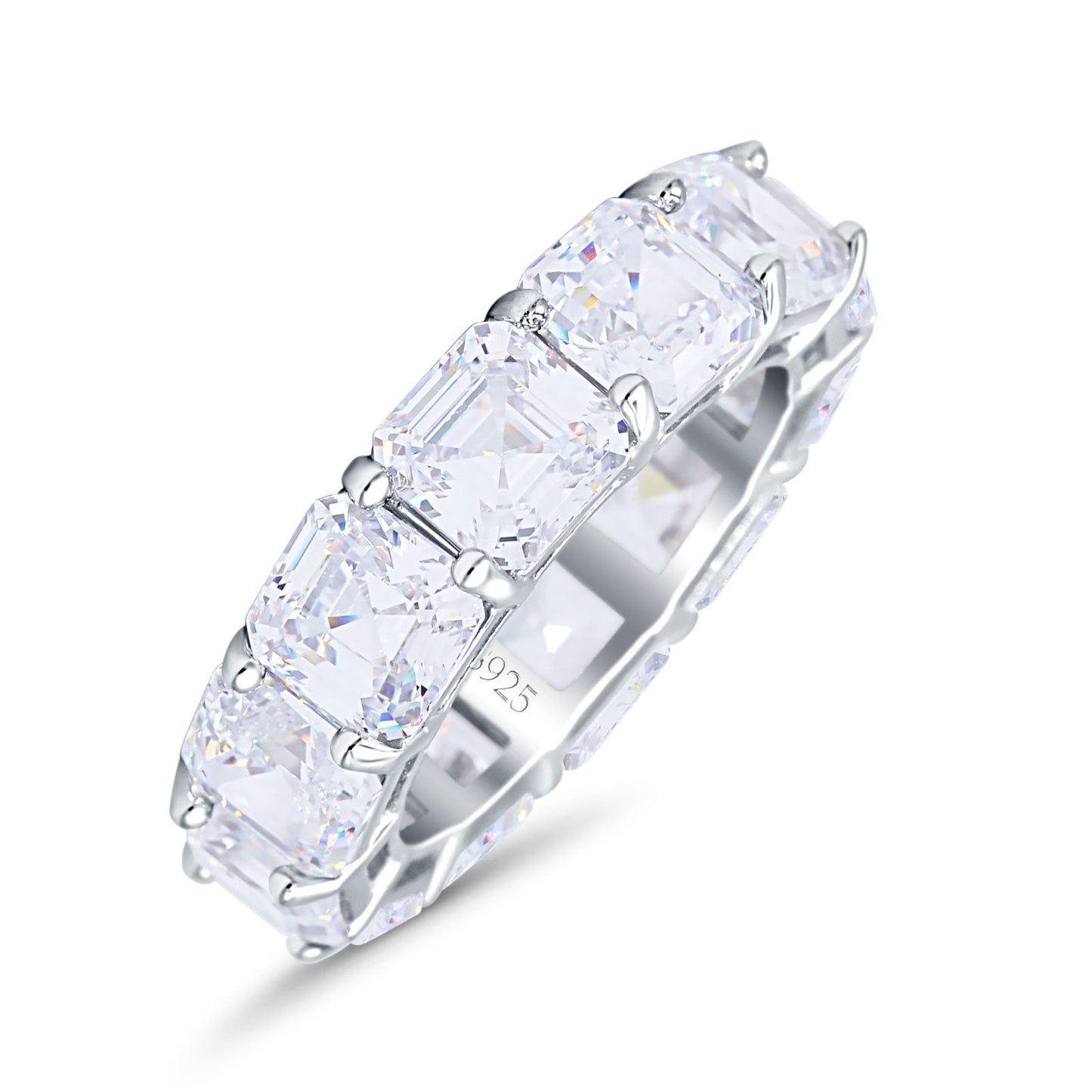 Asscher Cut Full Eternity Wedding Band Cubic Zirconia