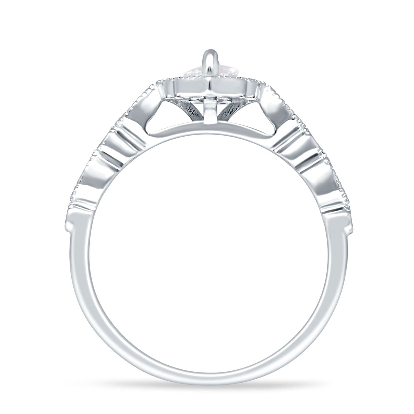 Art Deco Halo Marquise Cubic Zirconia Engagement Ring