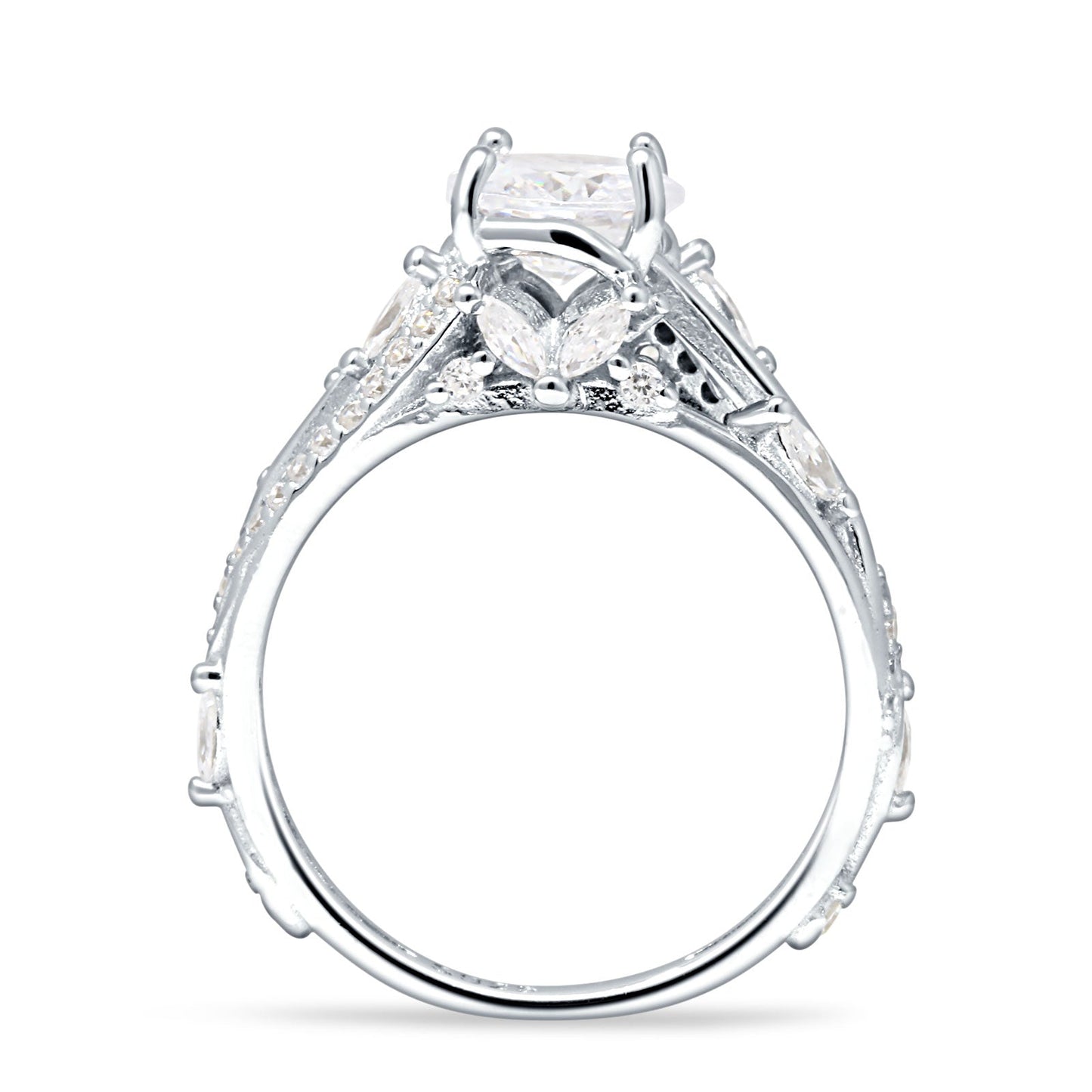 Round Split Shank Cubic Zirconia Engagement Ring